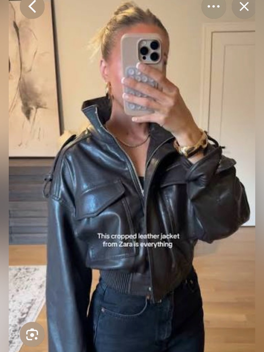 🔥🔥Zara brown Cropped Leather Jacket